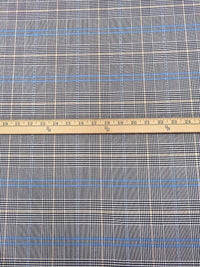 White/Black/Warm Sand/Light Cobalt Blue Polyester/Rayon/Lycra Yarn-Dyed Plaid Weave Stretch Suiting 54W