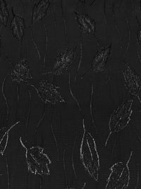 Black 100% Acetate Vertical Floral Vines Satin Type Jacquard 46W