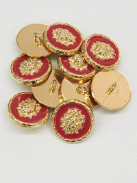 Gold/Scarlet Lion Metal Shank Button 3/4" - Quantity Of 10