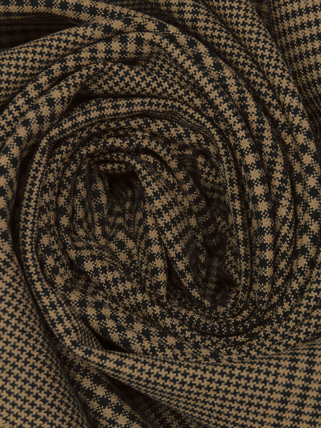 Pale Brown/Black Polyester/Rayon/Lycra Plaid Weave Stretch Suiting 54W