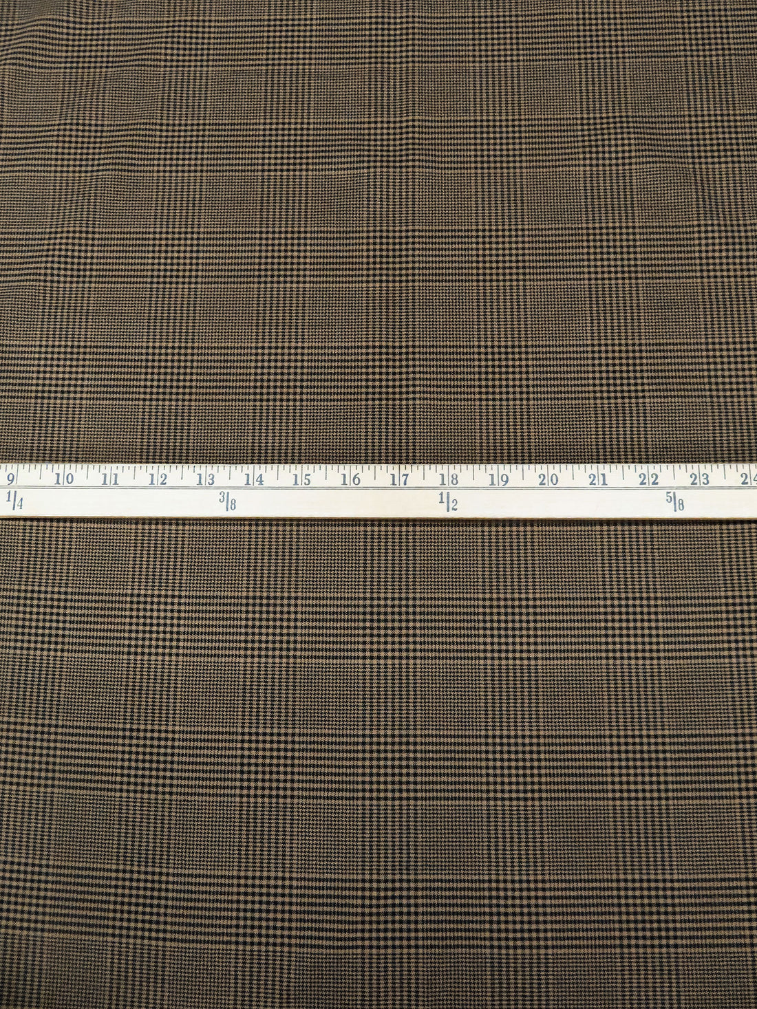 Pale Brown/Black Polyester/Rayon/Lycra Plaid Weave Stretch Suiting 54W