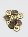 Brass/Black Mottled Metal Shank Button 5/8" - Quantity Of 10