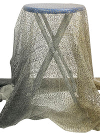 Gold/Black/Off-White Polyester/Nylon Double Border Glitter Ombre Tulle - Imported From France - 54W