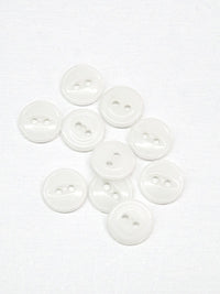 Soft White Concave Center 2-Hole Plastic Shirt Button 9/16" - Quantity Of 10