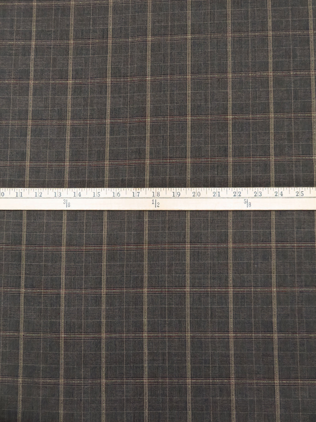 Tan/Maroon/Black/Multi Polyester/Rayon/Lycra Plaid Foil Weave Stretch Suiting 51W