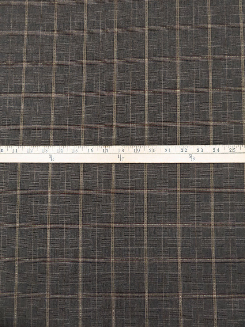 Tan/Maroon/Black/Multi Polyester/Rayon/Lycra Plaid Foil Weave Stretch Suiting 51W