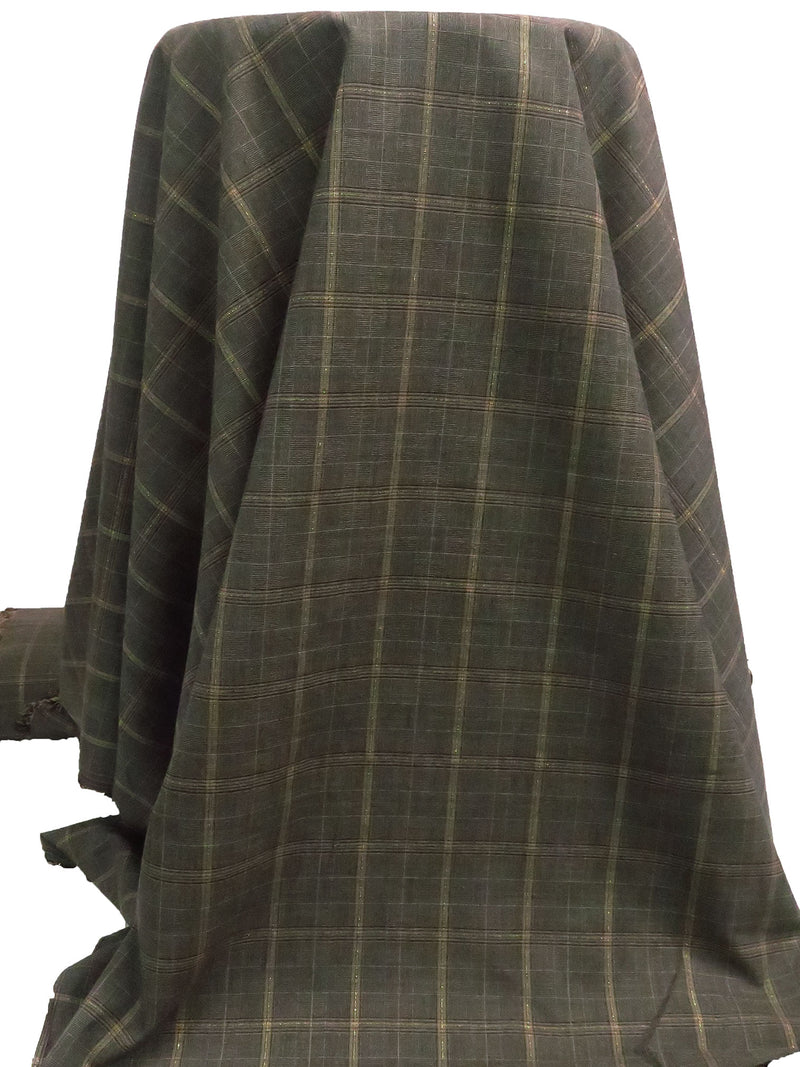 Tan/Maroon/Black/Multi Polyester/Rayon/Lycra Plaid Foil Weave Stretch Suiting 51W