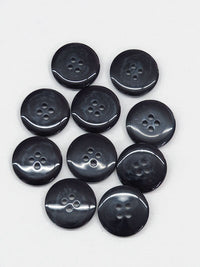 Black/Dark Colonial Blue Marbled Flat 4-Hole Plastic Button 7/8" - Quantity Of 10