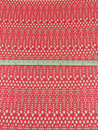 Vibrant Strawberry/Beige Polyester/Lycra Eyelet Lace With Knit Backing - NY Designer - 56W