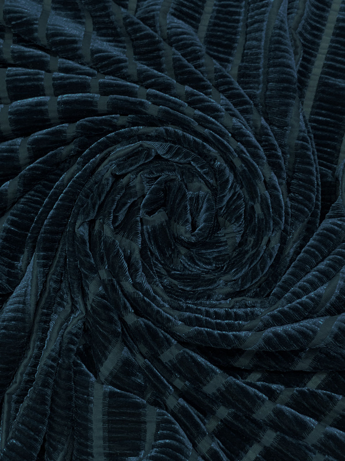 Dark Lapis Blue Polyester/Lycra Vertical Burnout Stripe Stretch Velvet Knit 54W