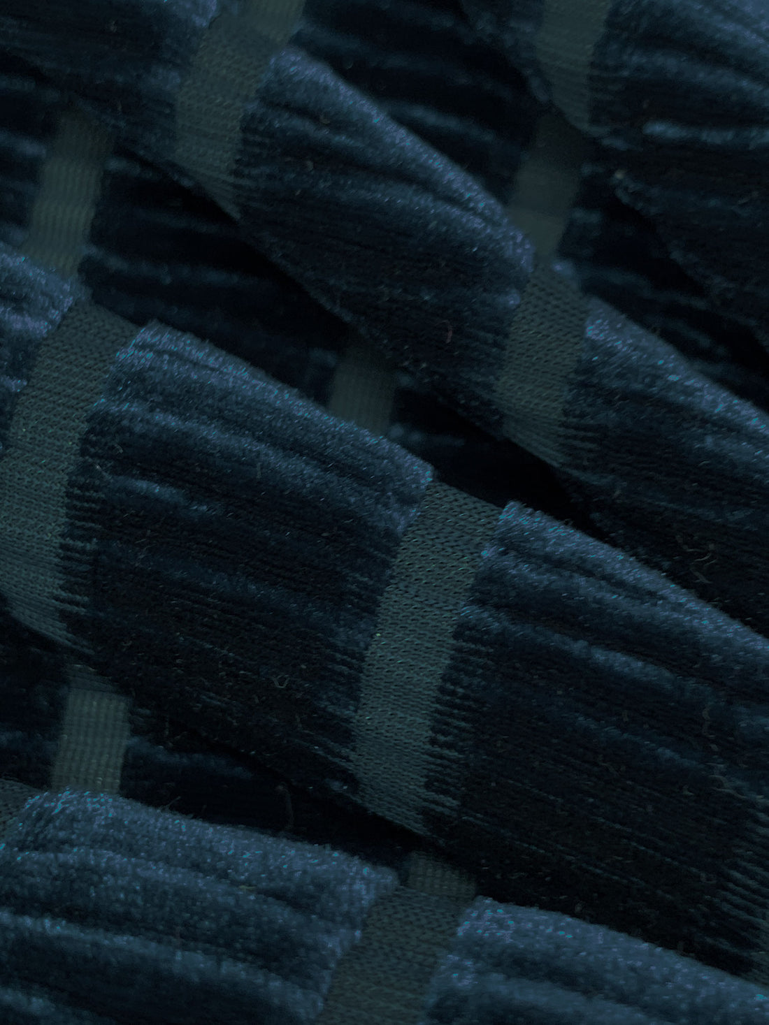 Dark Lapis Blue Polyester/Lycra Vertical Burnout Stripe Stretch Velvet Knit 54W