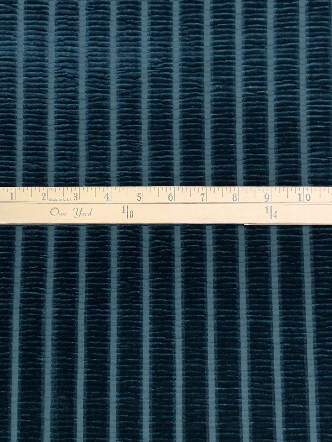 Dark Lapis Blue Polyester/Lycra Vertical Burnout Stripe Stretch Velvet Knit 54W