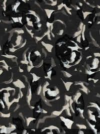 Black/Gray/White 100% Polyester Floral Print Jacquard Chiffon 57W