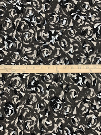 Black/Gray/White 100% Polyester Floral Print Jacquard Chiffon 57W
