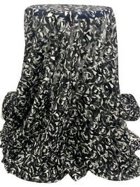 Black/Gray/White 100% Polyester Floral Print Jacquard Chiffon 57W