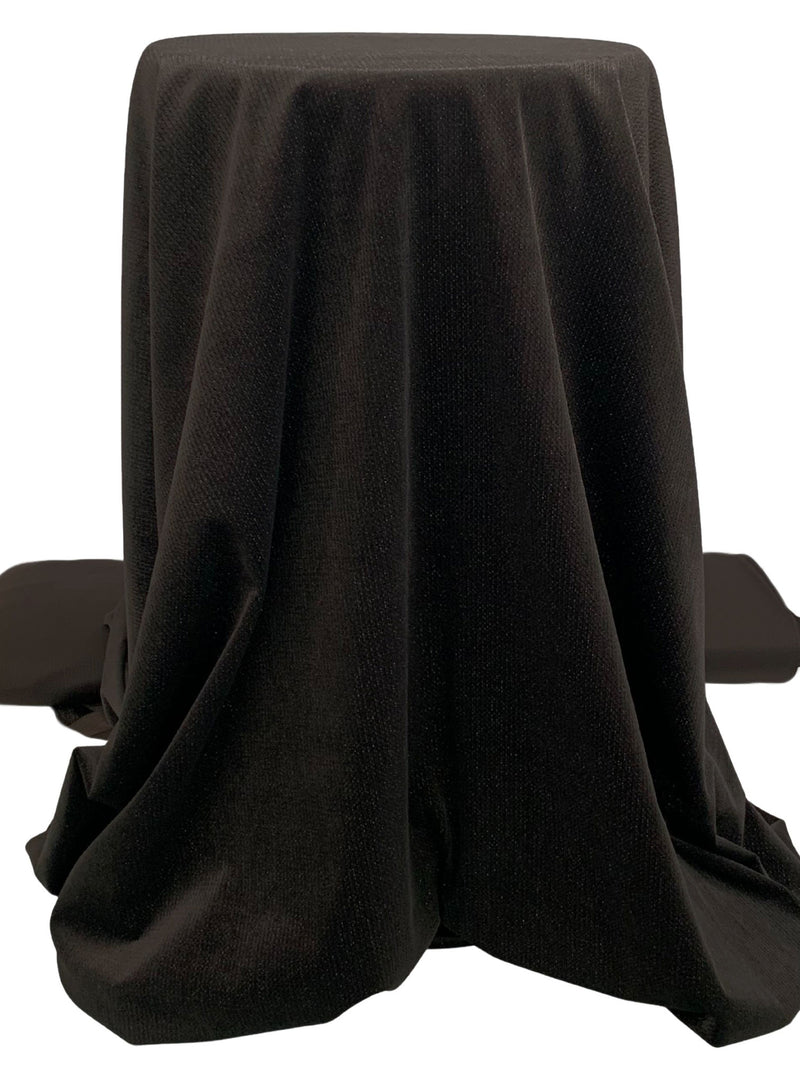 Espresso/Silver 100% Polyester Vertical Shimmer Velvet Knit 58W