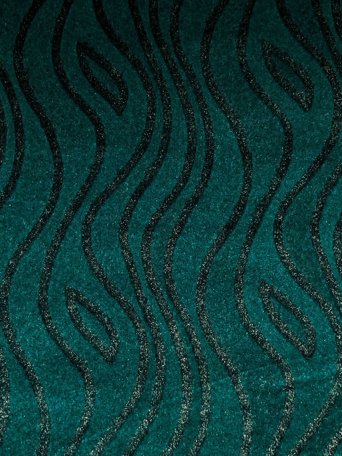 Dark Pine/Silver Polyester/Lycra Wavy Shimmer Print Stretch Velvet Knit 58W