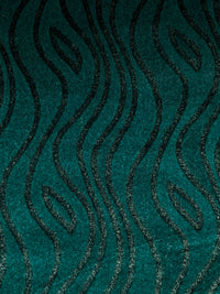Dark Pine/Silver Polyester/Lycra Wavy Shimmer Print Stretch Velvet Knit 58W