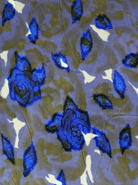 Dark Imperial Blue/Black/White 100% Polyester Floral Print Jacquard Chiffon 57W