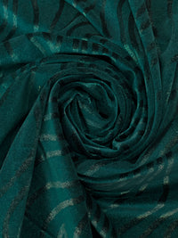 Dark Pine/Silver Polyester/Lycra Wavy Shimmer Print Stretch Velvet Knit 58W