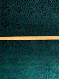 Dark Pine/Silver Polyester/Lycra Wavy Shimmer Print Stretch Velvet Knit 58W