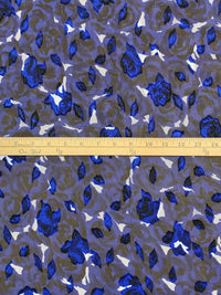 Dark Imperial Blue/Black/White 100% Polyester Floral Print Jacquard Chiffon 57W