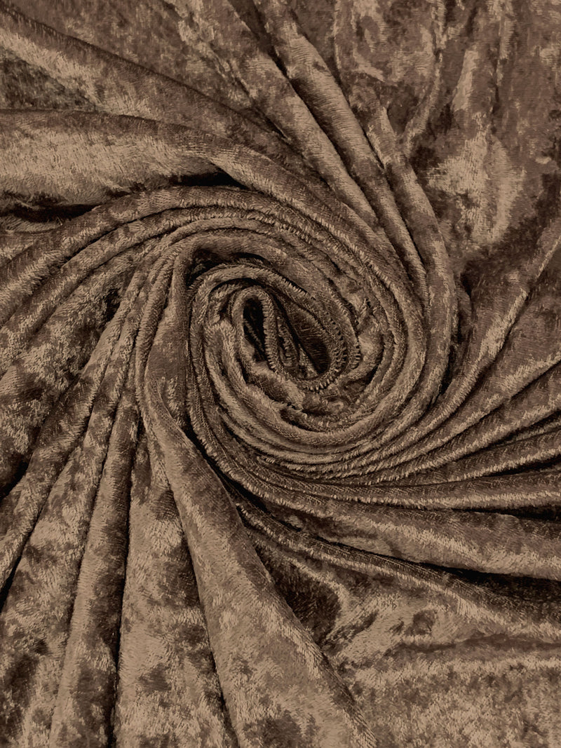 Shadow Brown Polyester/Lycra Crushed Stretch Velvet Knit 56W