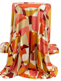 Marigold/Flame/White/Multi Polyester/Lycra Overlapping Geometric Print DTY Knit 59W