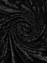 Black Polyester/Lycra Crinkle Weave Stretch Velvet Knit 58W