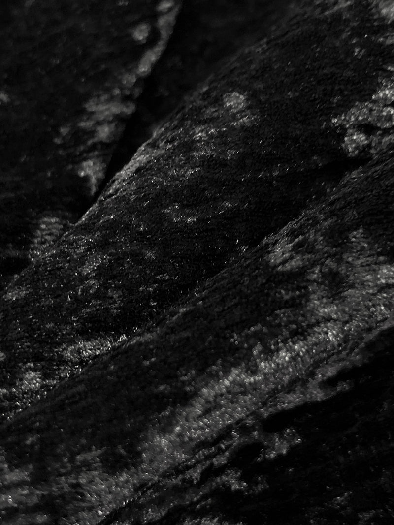 Black Polyester/Lycra Crinkle Weave Stretch Velvet Knit 58W