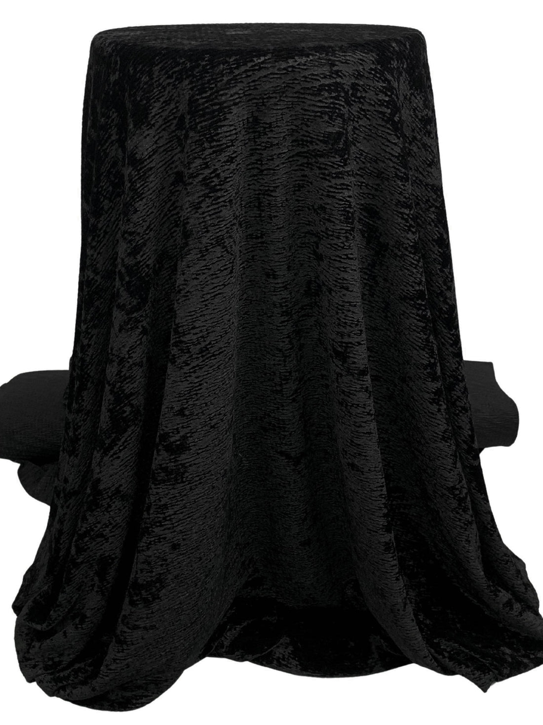 Black Polyester/Lycra Crinkle Weave Stretch Velvet Knit 58W