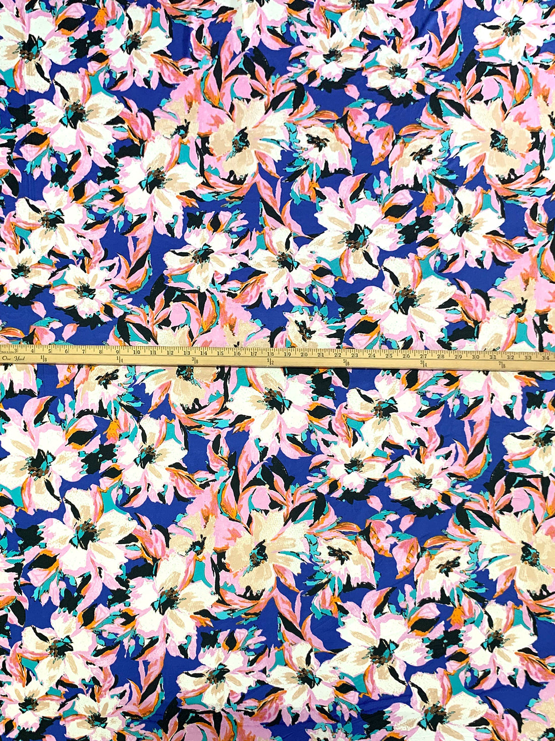 Royal Azure/Cotton Candy Pink/Black/Multi Polyester/Lycra Floral Print DTY Knit 59W
