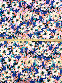 Royal Azure/Cotton Candy Pink/Black/Multi Polyester/Lycra Floral Print DTY Knit 59W