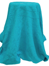 Pacific Blue 100% Cotton Embroidered Floral Crinkle Suiting 48W