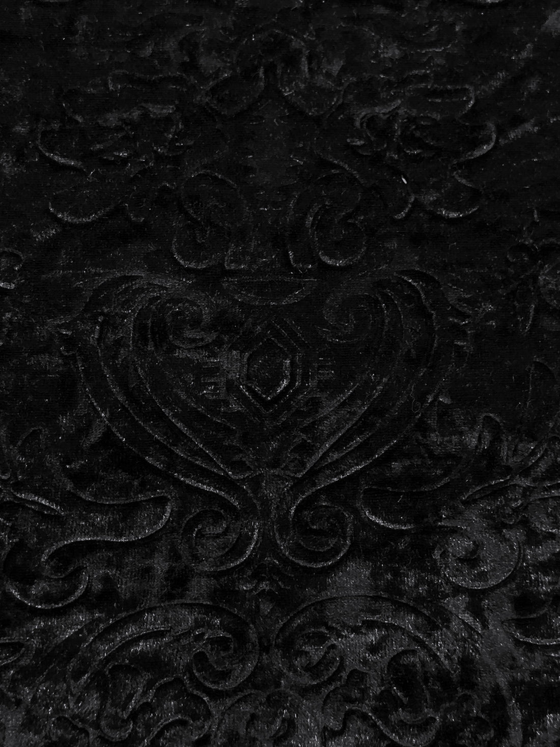 Black Polyester/Lycra Damask Embossed Stretch Velvet Knit 54W