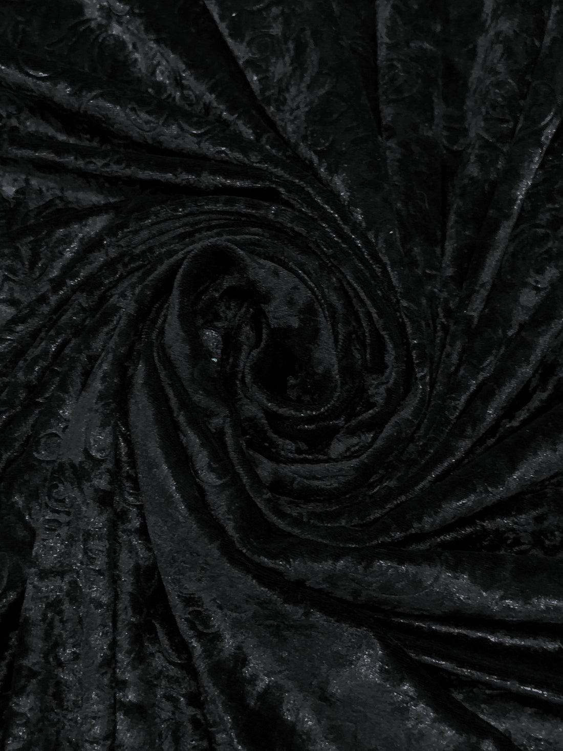 Black Polyester/Lycra Damask Embossed Stretch Velvet Knit 54W