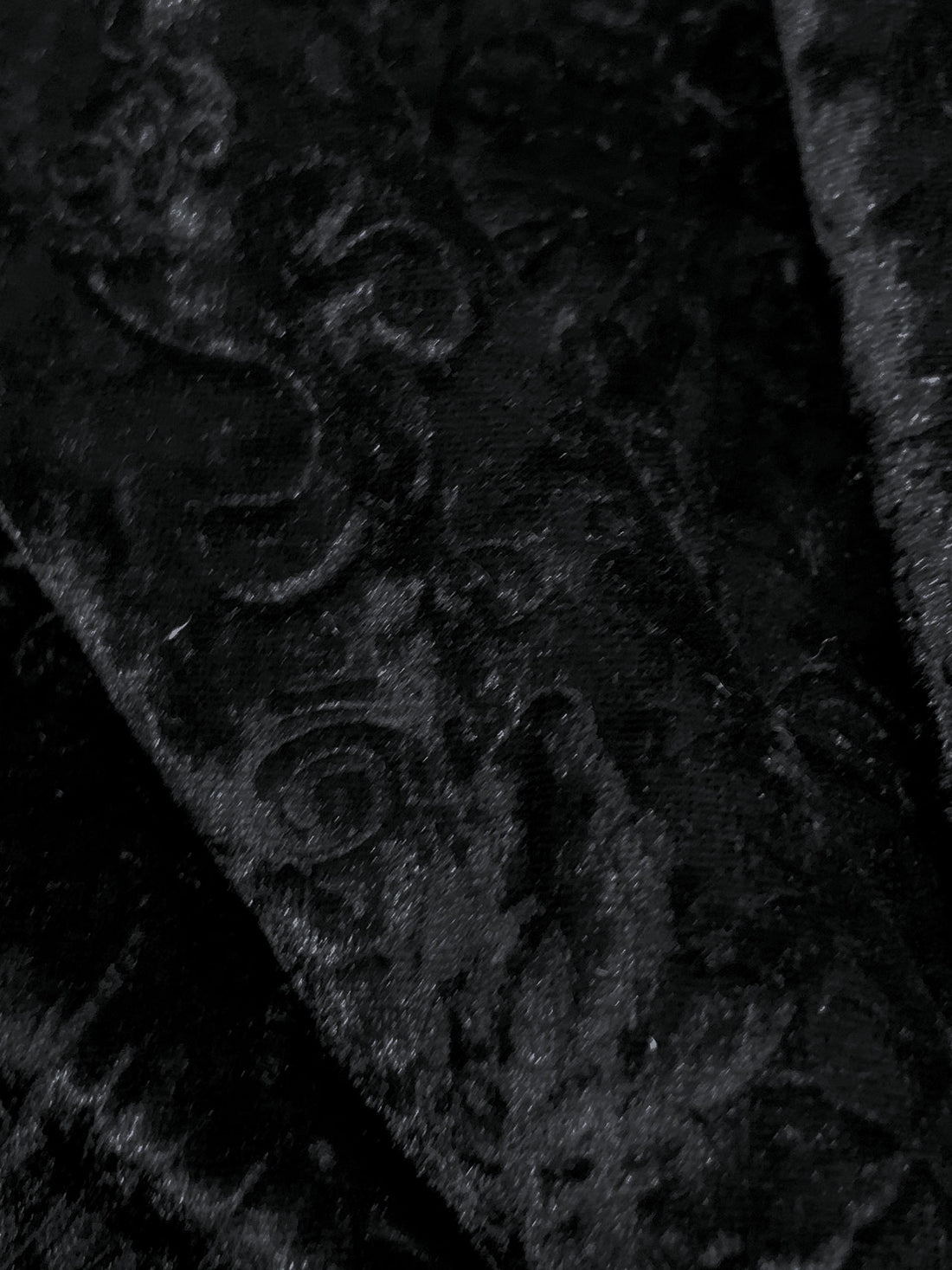 Black Polyester/Lycra Damask Embossed Stretch Velvet Knit 54W