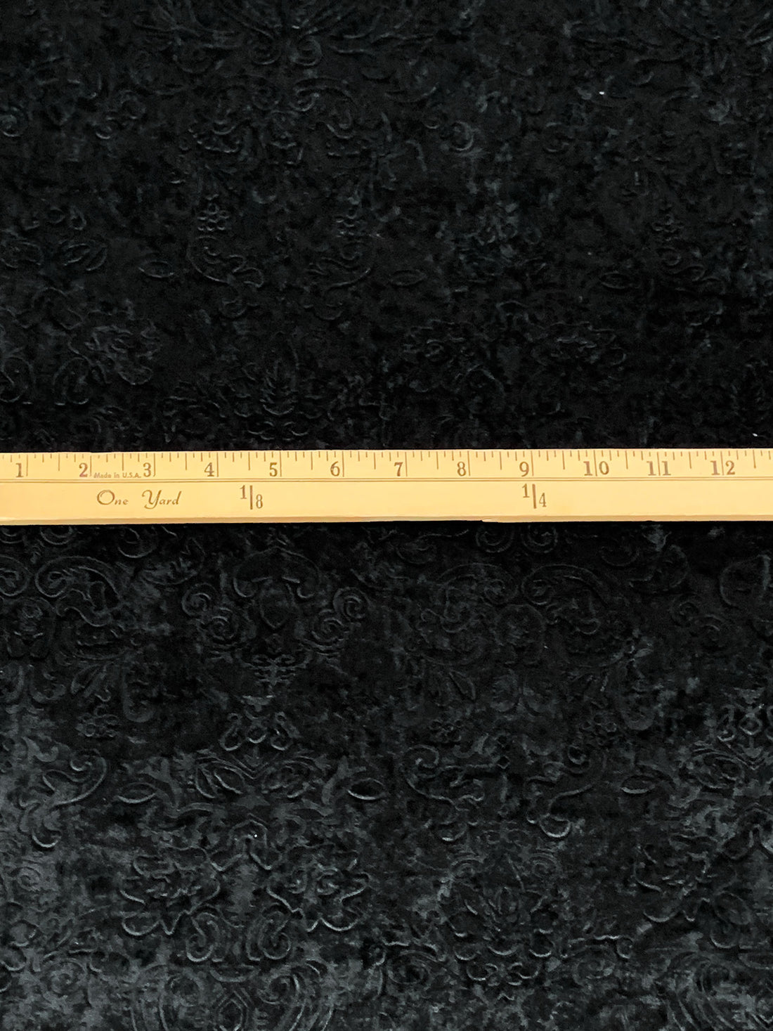 Black Polyester/Lycra Damask Embossed Stretch Velvet Knit 54W