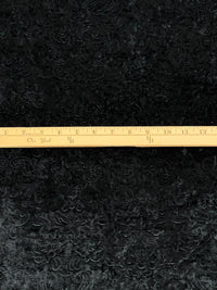 Black Polyester/Lycra Damask Embossed Stretch Velvet Knit 54W