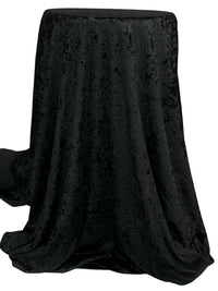 Black Polyester/Lycra Damask Embossed Stretch Velvet Knit 54W