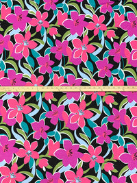 Royal Fuchsia/Black/Brink Pink/Multi Polyester/Lycra Floral Print DTY Knit 60W