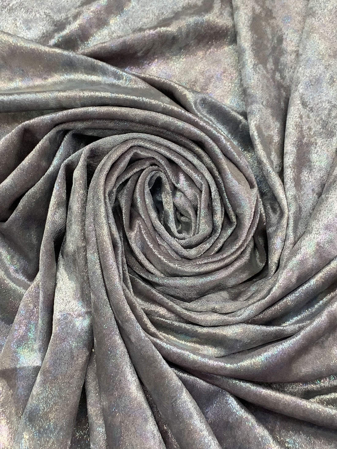 Silver/Multi Polyester/Lycra Shimmer Stretch Velvet Knit 54W