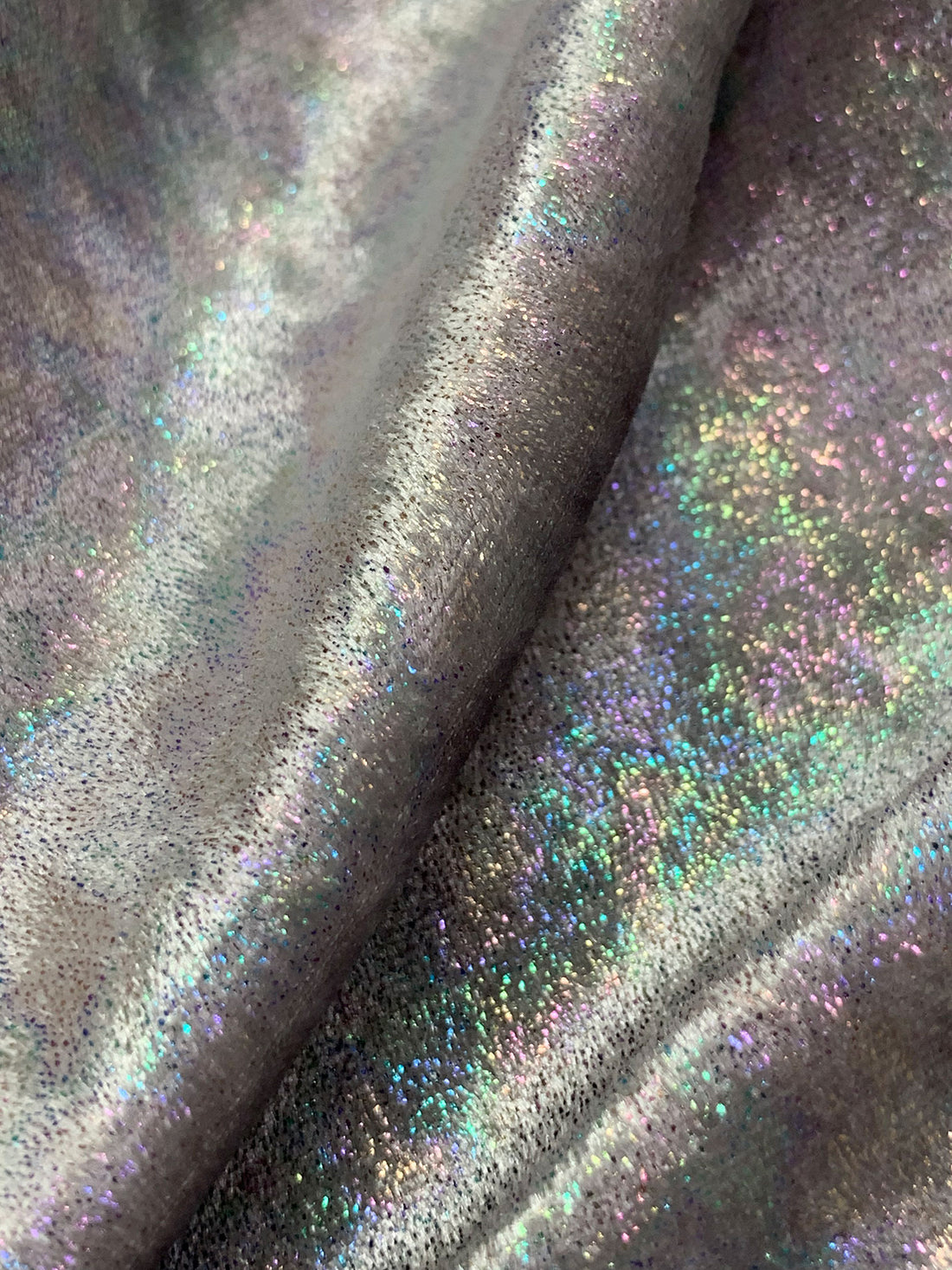 Silver/Multi Polyester/Lycra Shimmer Stretch Velvet Knit 54W