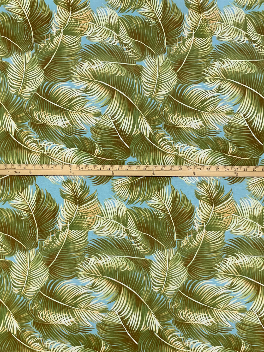 Antique Bronze/Pewter Blue/Multi Rayon/Lycra Fern Print Jersey Knit 58W