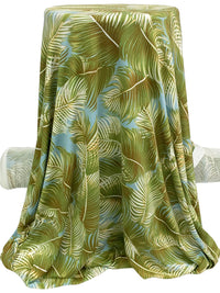 Antique Bronze/Pewter Blue/Multi Rayon/Lycra Fern Print Jersey Knit 58W