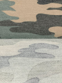 Burnished Pewter/Muted Tan/Multi Polyester/Rayon/Lycra Camouflage Print French Terry Knit 58W