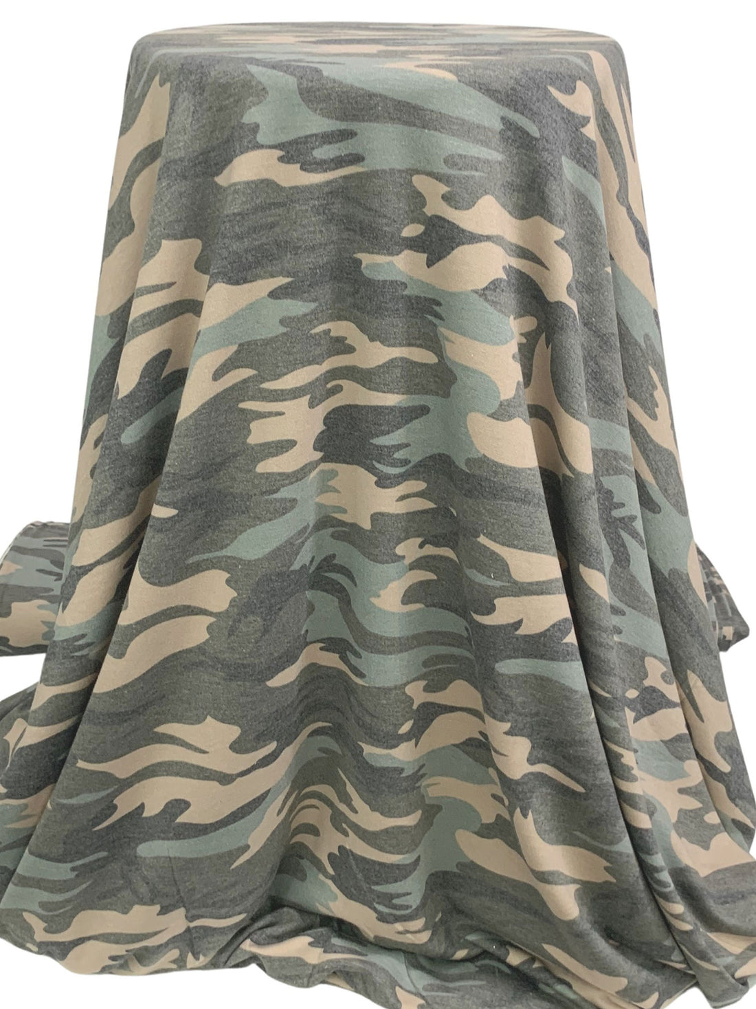 Burnished Pewter/Muted Tan/Multi Polyester/Rayon/Lycra Camouflage Print French Terry Knit 58W