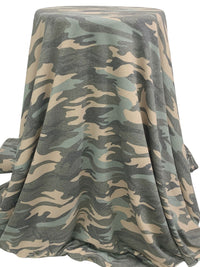 Burnished Pewter/Muted Tan/Multi Polyester/Rayon/Lycra Camouflage Print French Terry Knit 58W