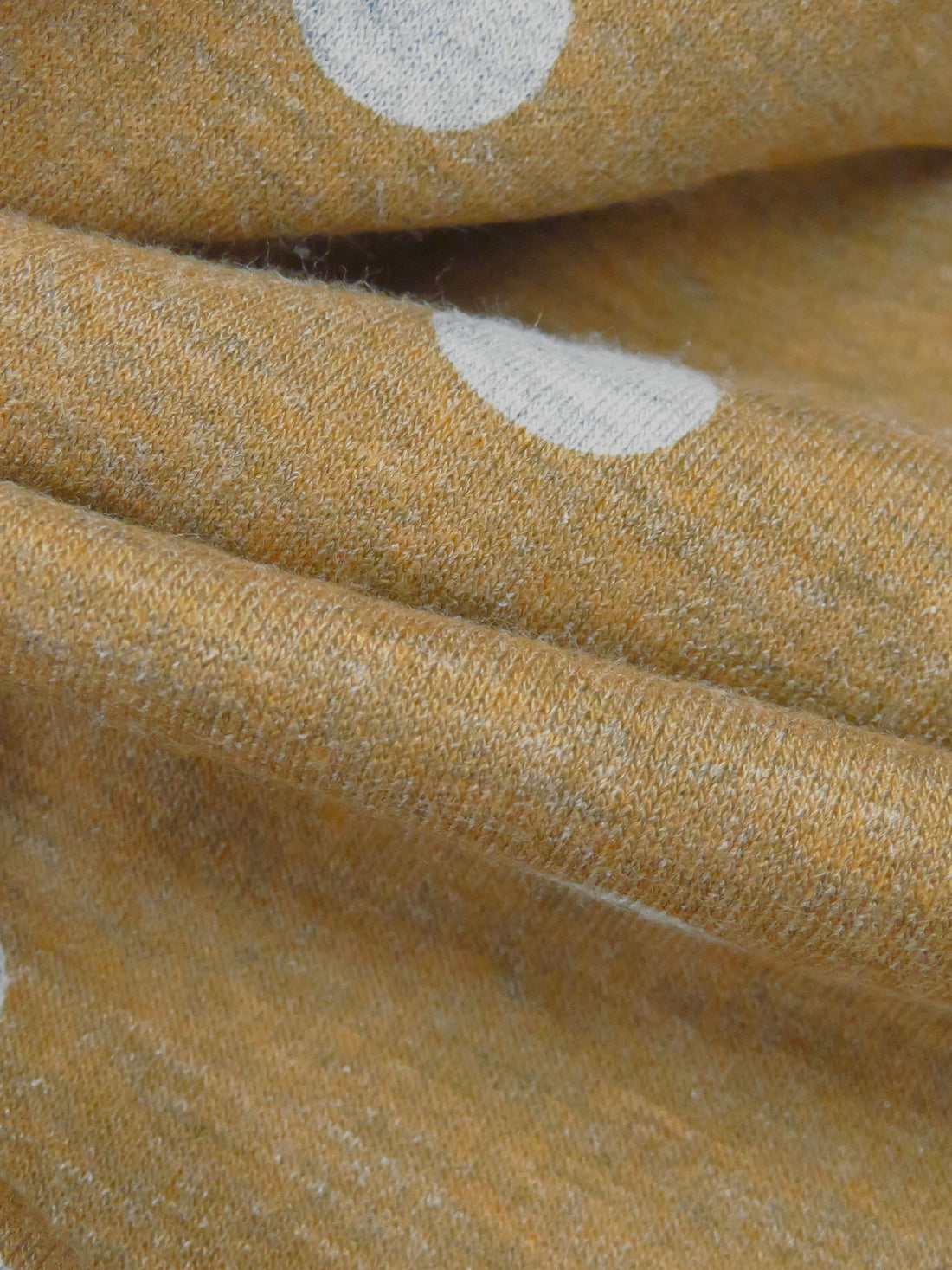 Golden Oak/Mid Gray Polyester/Rayon/Lycra Heathered Polka Dot Print French Terry Knit 59W