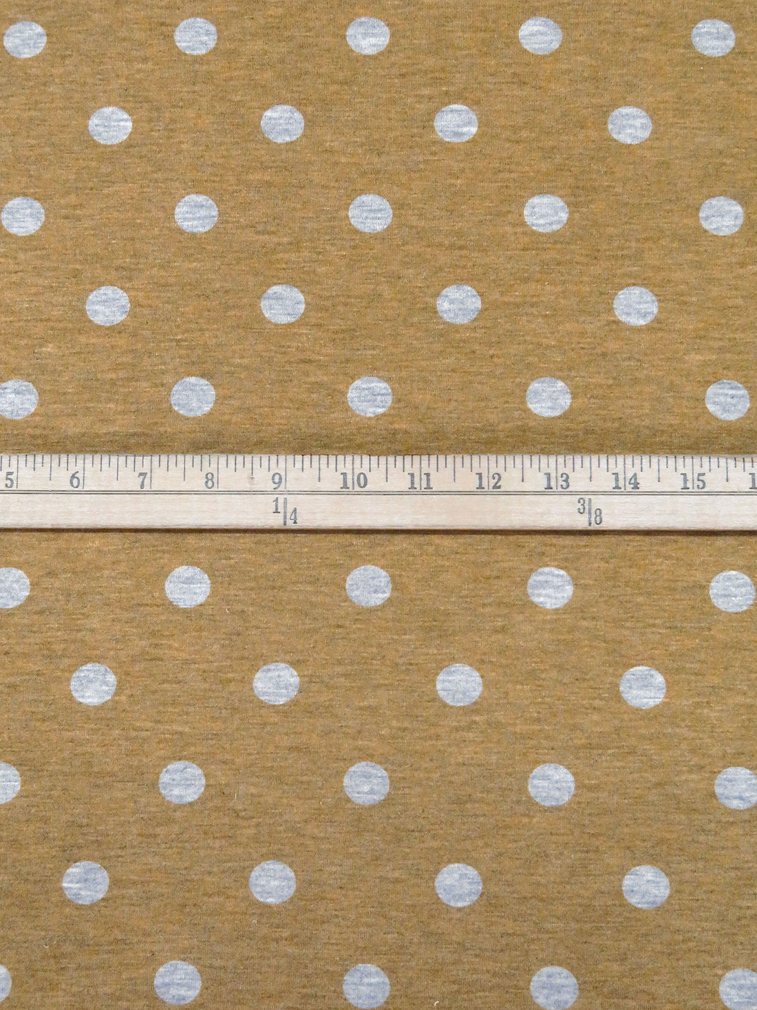 Golden Oak/Mid Gray Polyester/Rayon/Lycra Heathered Polka Dot Print French Terry Knit 59W